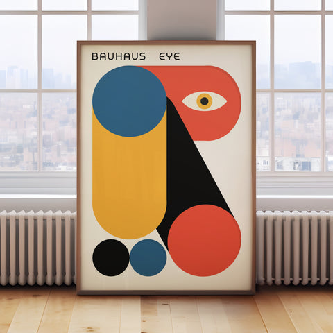 Bauhaus abstract geometric poster with bold colours
