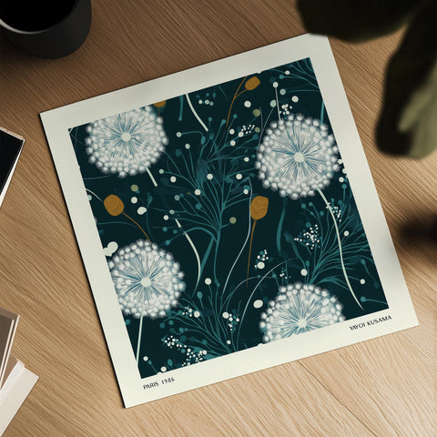 Minimalist dandelion-inspired poster for home decor.