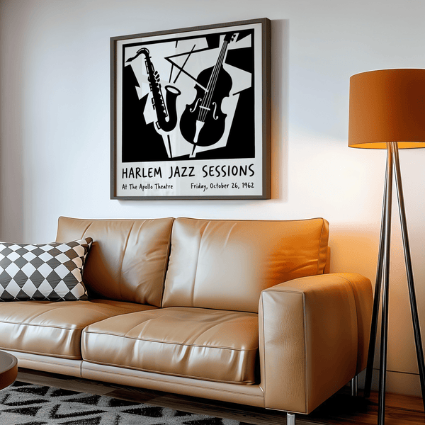Jazz-themed Music Poster Wall Art for music room in Black and White