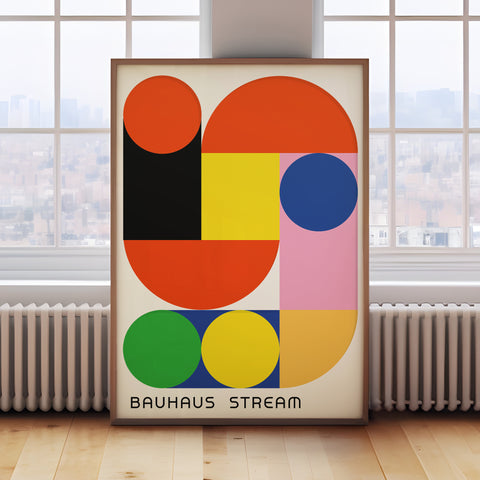 Bauhaus multicolour geometric poster for vibrant decor
