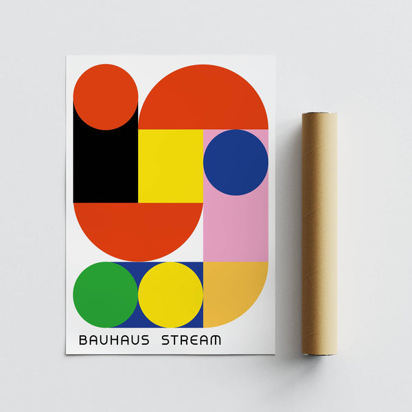 Geometric wall decal inspired by Bauhaus movement principles