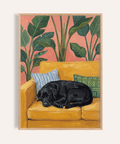 Black Lab Wall Art with Yellow, Black, and Green for living room, print