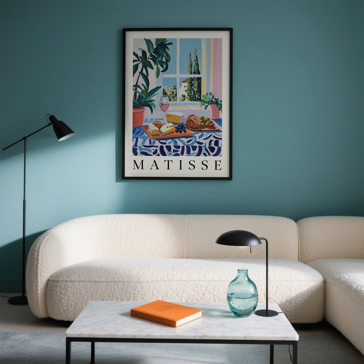 Mediterranean-style French prints art with cozy window light and village charm.
