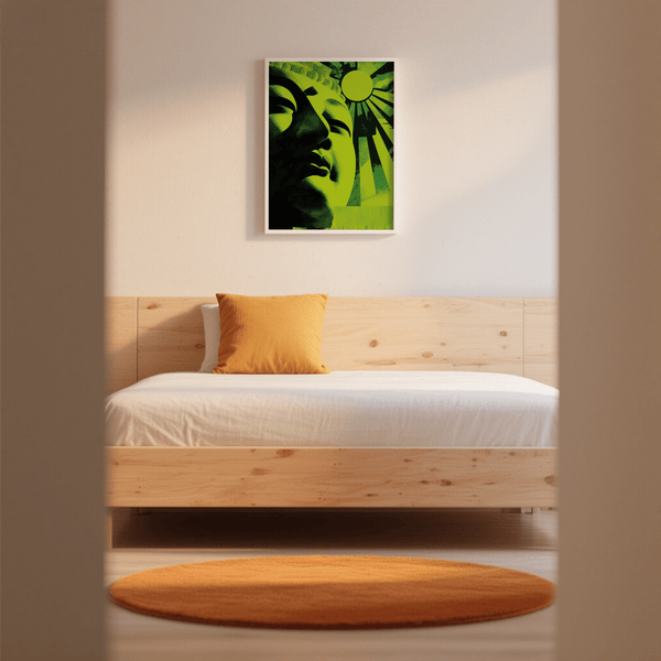 Modern Buddha Print green wall art suitable for hallway decor