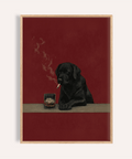 Smoking Dog Wall Art in red and black for office wall art