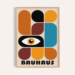 Geometric shapes wall art in modern Bauhaus colours