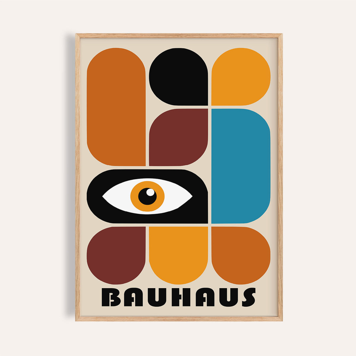 Geometric shapes wall art in modern Bauhaus colours