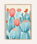 Colorful Cactus Print with Blue and Pink tones for living room art print