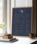 Minimalist Calendar poster print in Blue and White for study walls