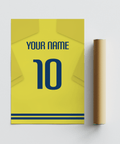 Villareal Football Shirt Poster with custom name line and number 10 jersey design