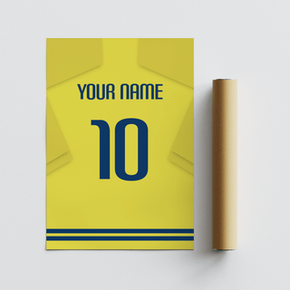 Villareal Football Shirt Poster with custom name line and number 10 jersey design