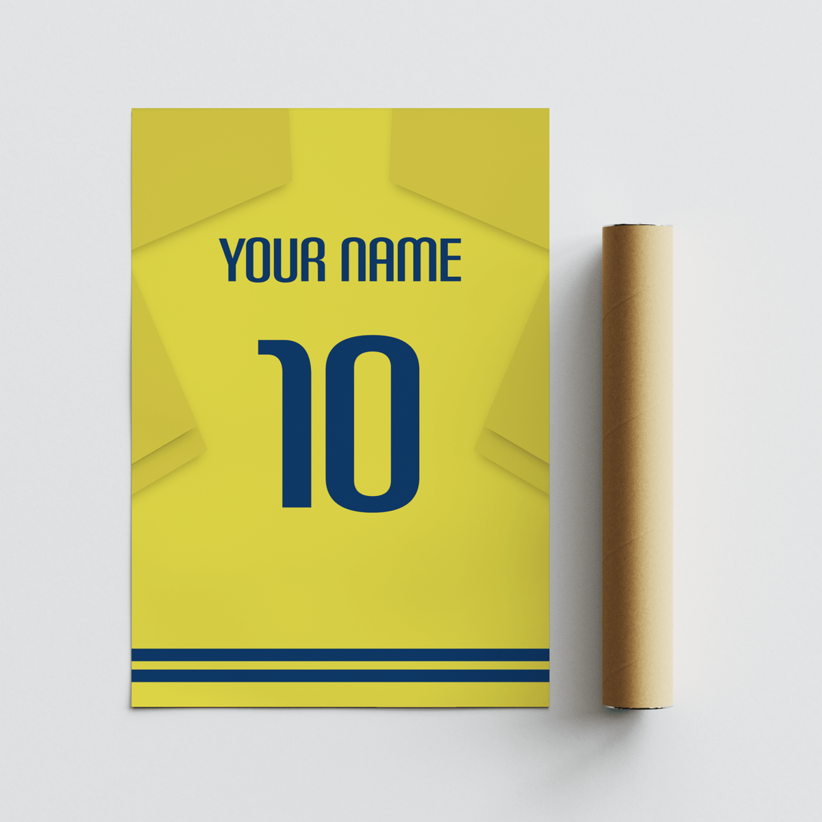 Villareal Football Shirt Poster with custom name line and number 10 jersey design