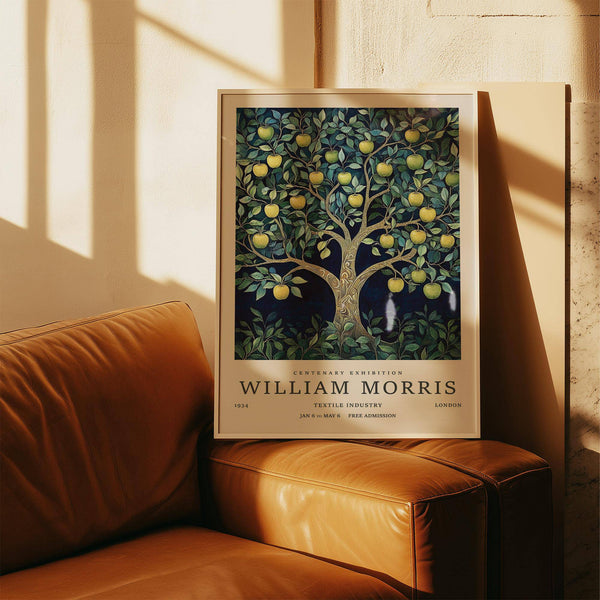 Apple tree with gold trunk in decorative tree art print for interiors