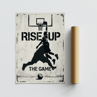 Teen bedroom scene with sneakers under gritty basketball poster