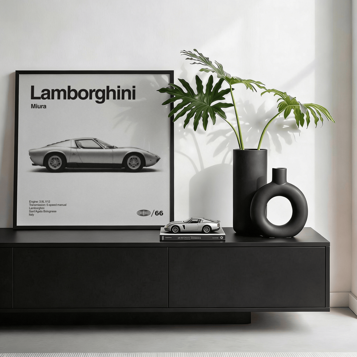 Lamborghini Poster with neutral colors for lounge wall art