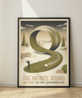Vintage golf wall poster with circular course loop and bold title