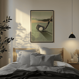 Landscape-style golf wall art featuring Golf Iron Seven Print and a close-up fairway scene