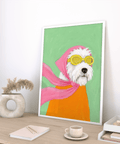 Funny Pet Poster showing whimsical aviator dog for creative office decor