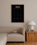 Modern Calendar Print Black White for modern workspace decor