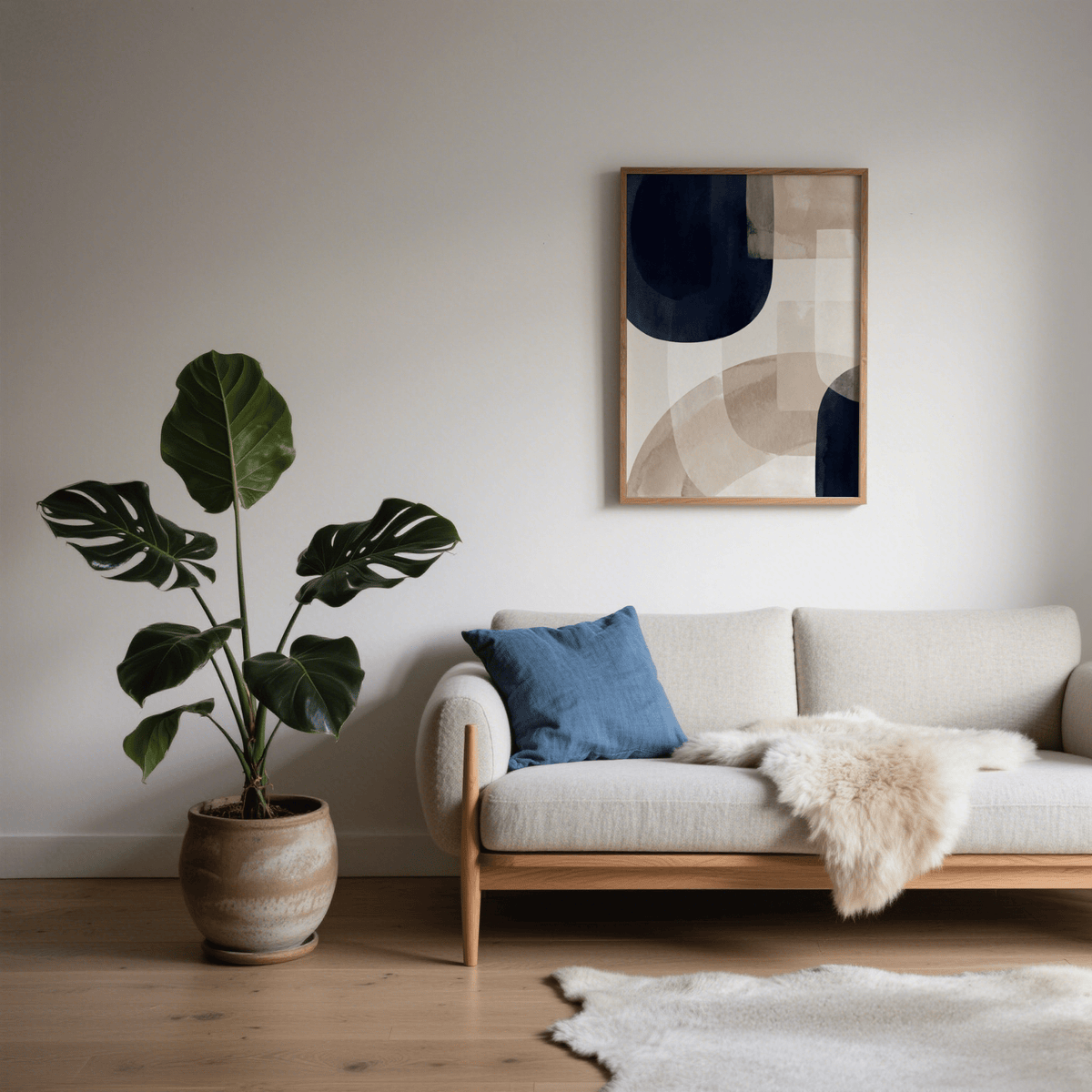 Shapes Minimalist Print wall art featuring Blue and White for home gallery