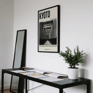 Centered torii tunnel walkway photograph poster in archival layout wall art print