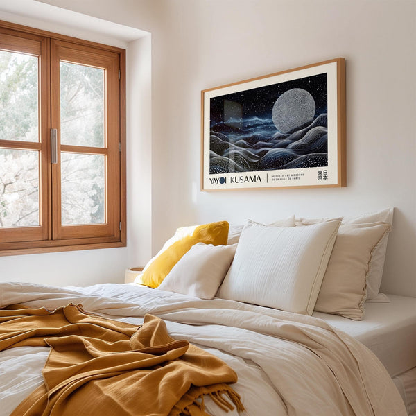 Minimalist space art wall featuring a tranquil nightscape