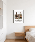 Kathmandu Art Print poster with “KATHMANDU” title and latitude longitude coordinates