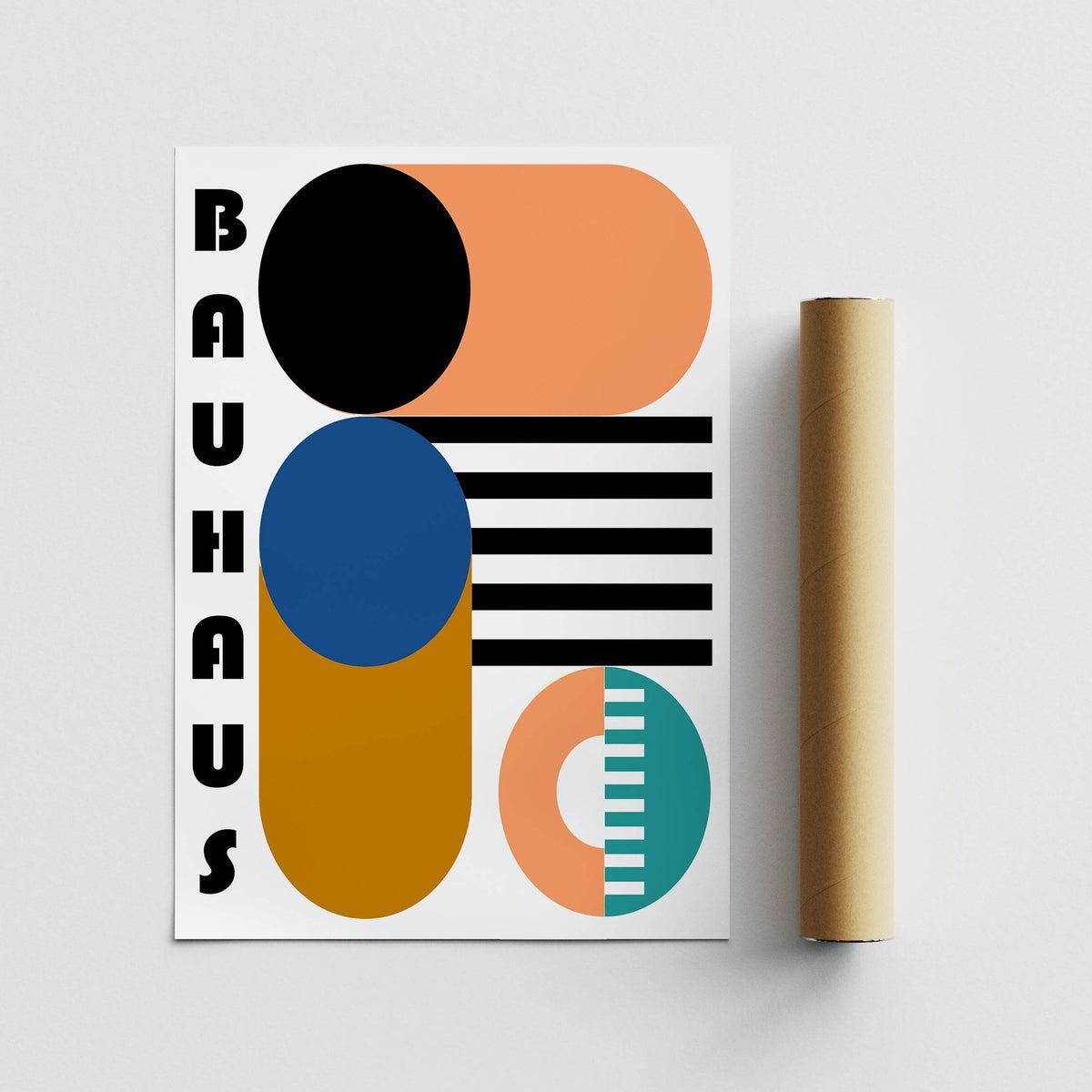High-quality Bauhaus geometric shapes art print on matte paper