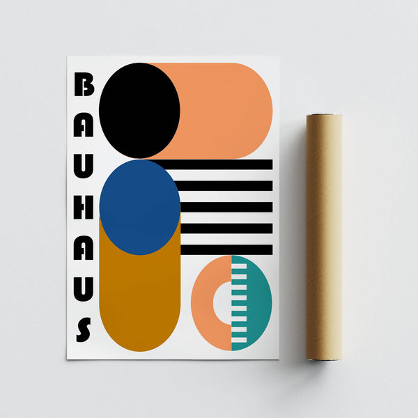 High-quality Bauhaus geometric shapes art print on matte paper