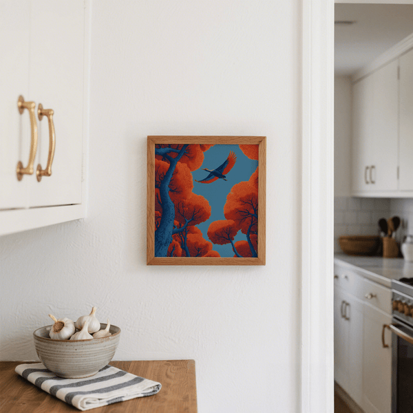 Fyling Bird Wall Decor modern wall art in blue and red for creative spaces