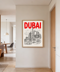 Dubai City Wall Art print highlighting sail-shaped Burj Al Arab motif