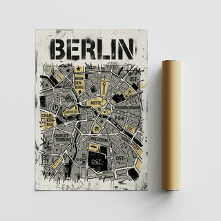 Berlin City Map Wall Art poster featuring bold title and street blocks