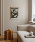 Japanese Koi Carp Art poster with soft Yellow accents for office decor