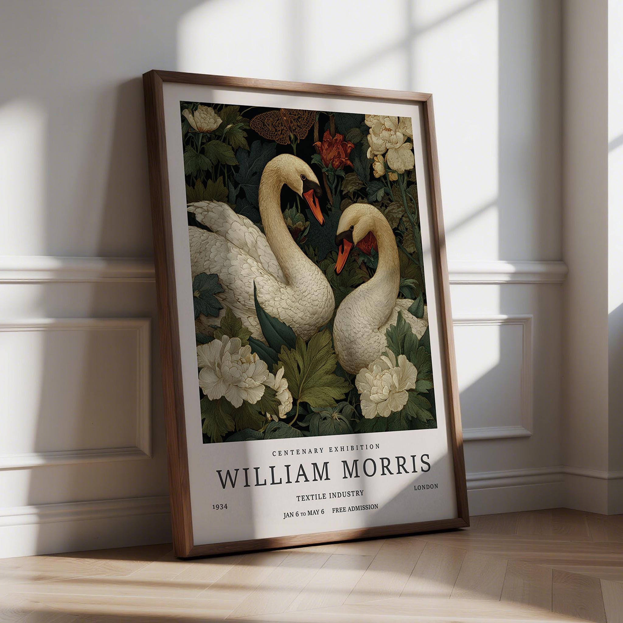 Swan Wall Art | Vintage-Inspired Botanical Swans Print