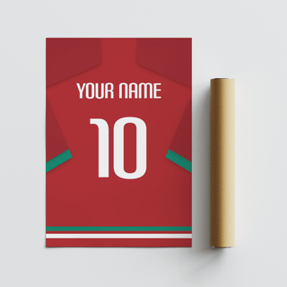 Graphic Portugal Football Shirt Poster featuring shirt silhouette and bottom stripe detail