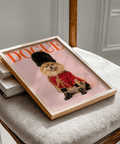 Pomeranian Poster Print featuring pink background for hallway decor