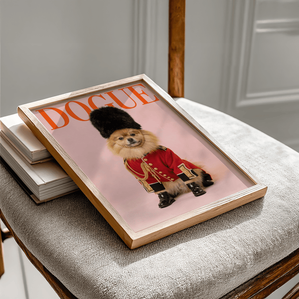 Pomeranian Poster Print featuring pink background for hallway decor