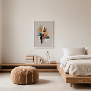 Beige and bold Colorful Wabi Sabi Print, artistic poster for study wall art