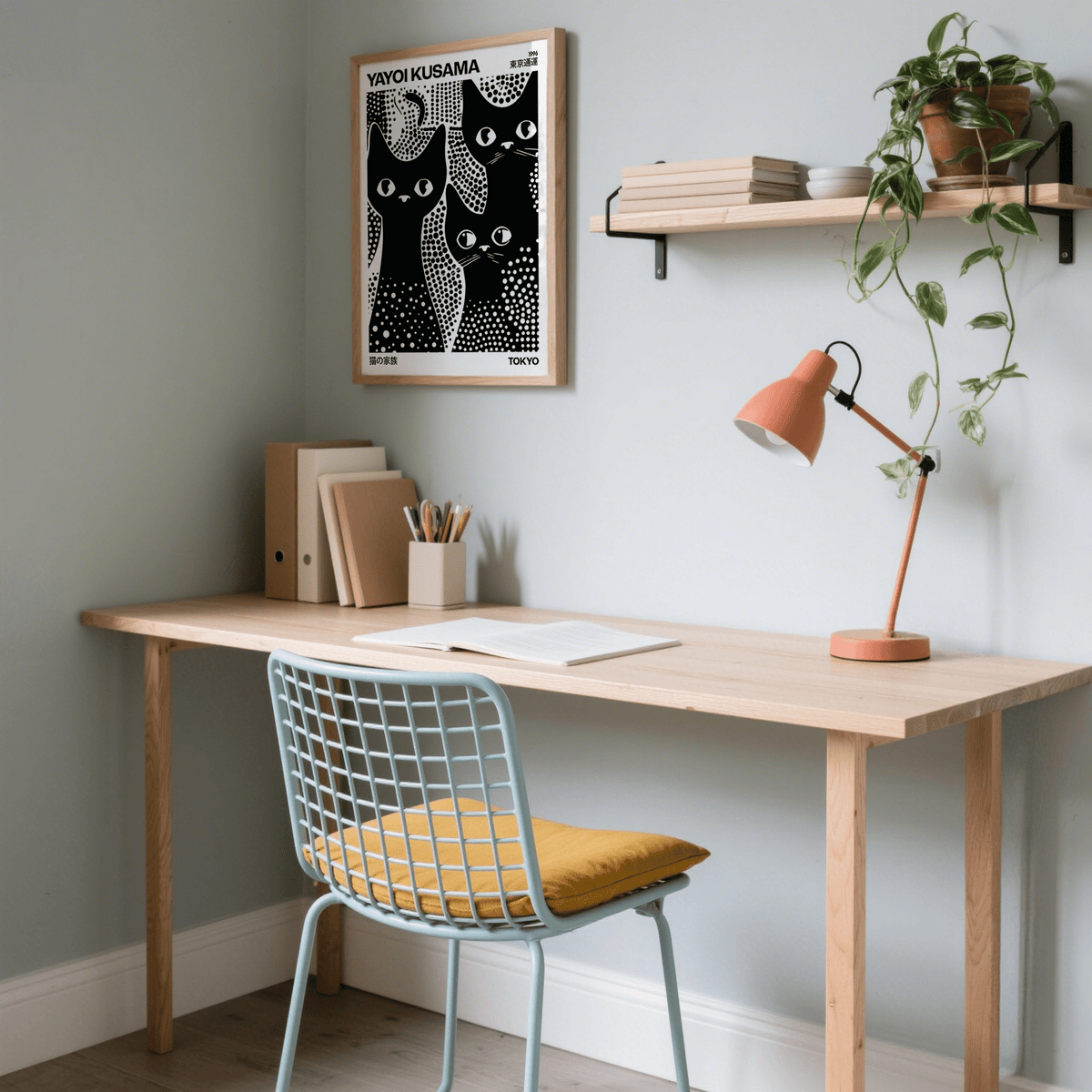 Minimalist Black Cats Poster for living room