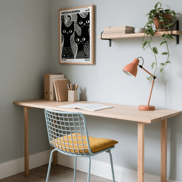 Minimalist Black Cats Poster for living room