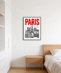 Paris City Art Print mockup styled on wooden shelf