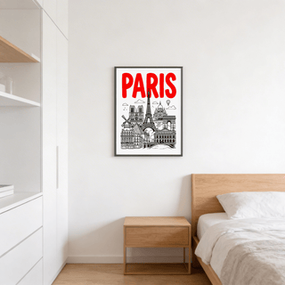Paris City Art Print mockup styled on wooden shelf
