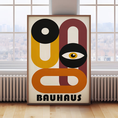 Bold geometric Bauhaus poster for minimalist and modern living room decor