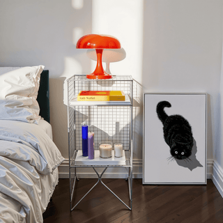 Chic Black Cat Print in Black for cozy reading nook wall art