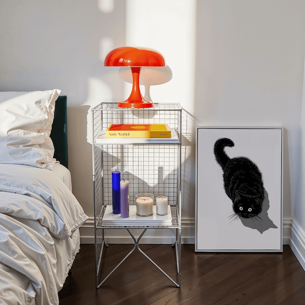 Chic Black Cat Print in Black for cozy reading nook wall art
