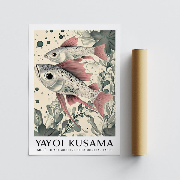 Nature-themed Large Fish Wall Art with graphic aquatic illustration.