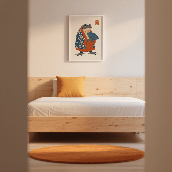 Frog in Kimono Print art print, classic Japanese style for entryway