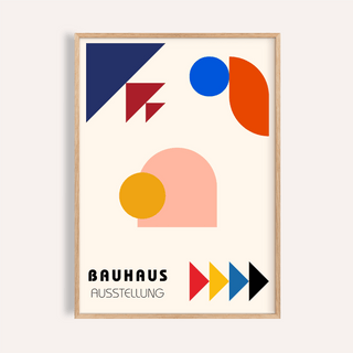 Abstract Geometric Art print in Orange, White, and Blue for living room wall art