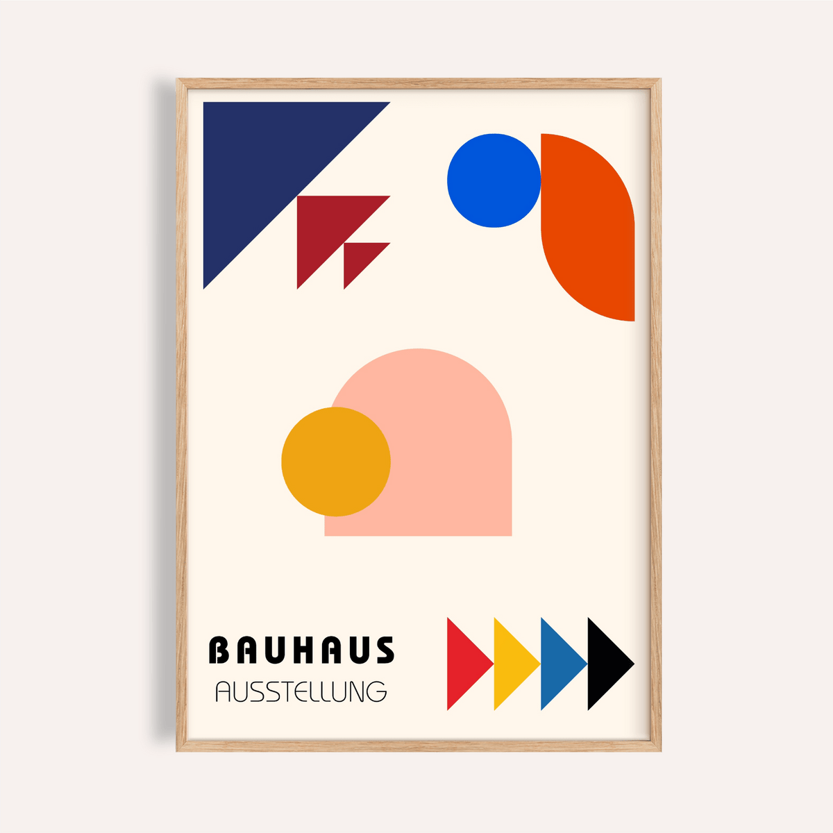 Abstract Geometric Art print in Orange, White, and Blue for living room wall art