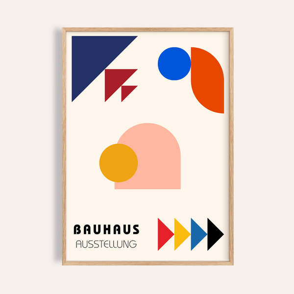 Abstract Geometric Art print in Orange, White, and Blue for living room wall art